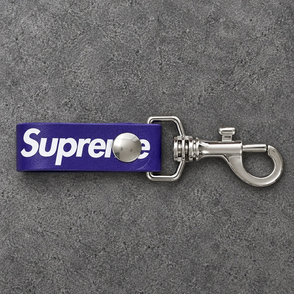 Supreme Leather Key Loop Purple Keychain Swivel Clip Box Logo Accessory OS EXCL